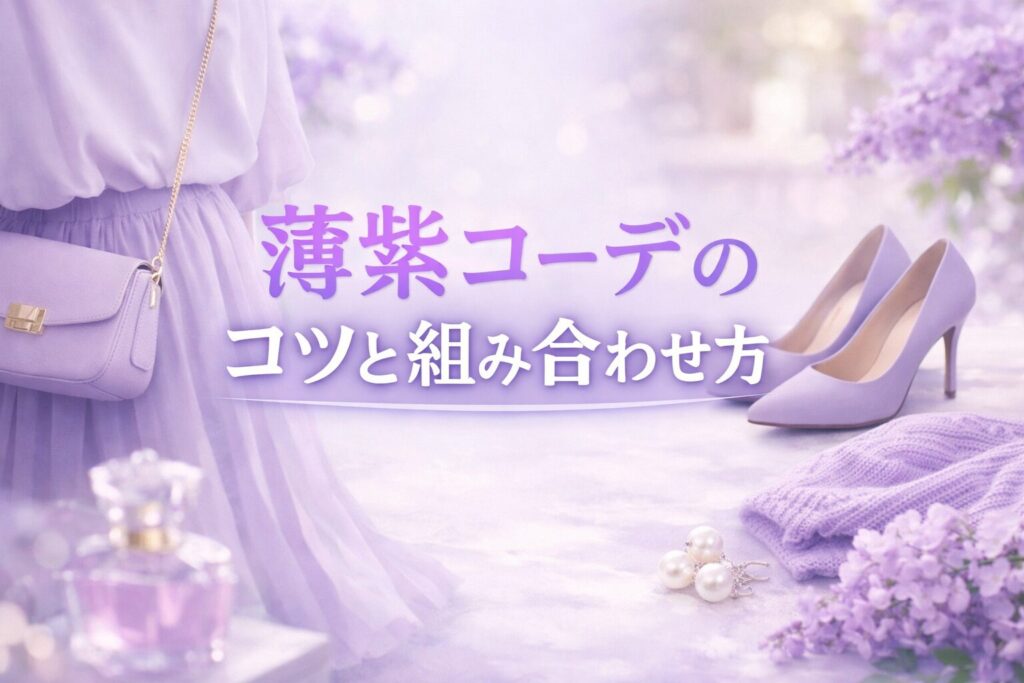 薄紫のコーデは柔らかい印象を与えてくれるから組み合わせはコレ!