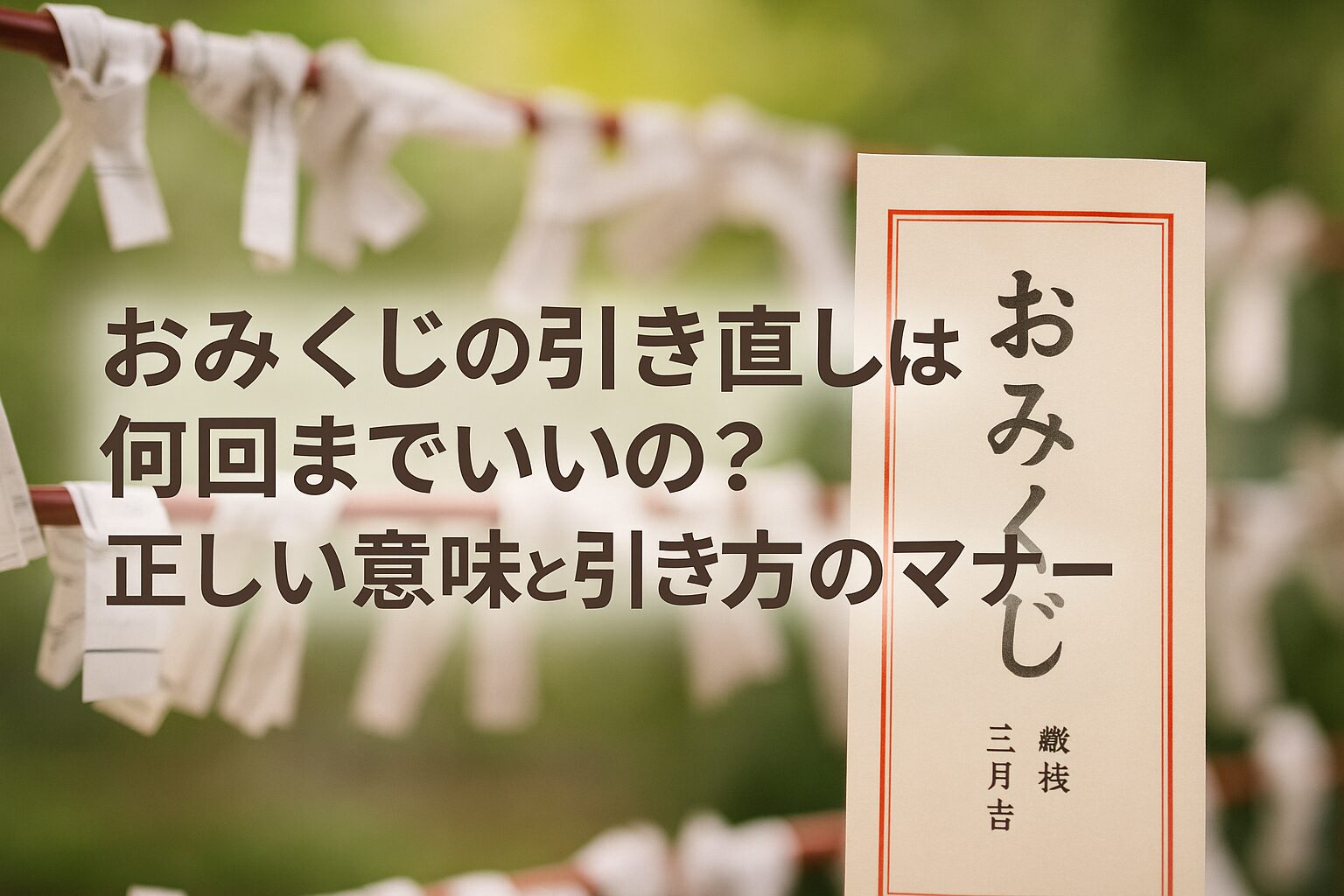 おみくじの引き直しは何回までいいの？正しい意味と引き方のマナー