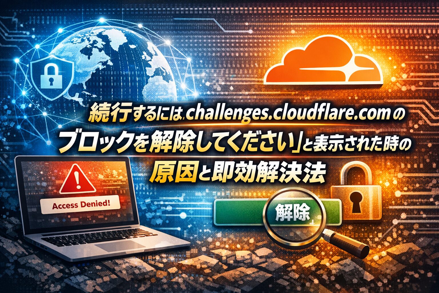 「続行するには challenges.cloudflare.com のブロックを解除してください」と表示された時の原因と即効解決法