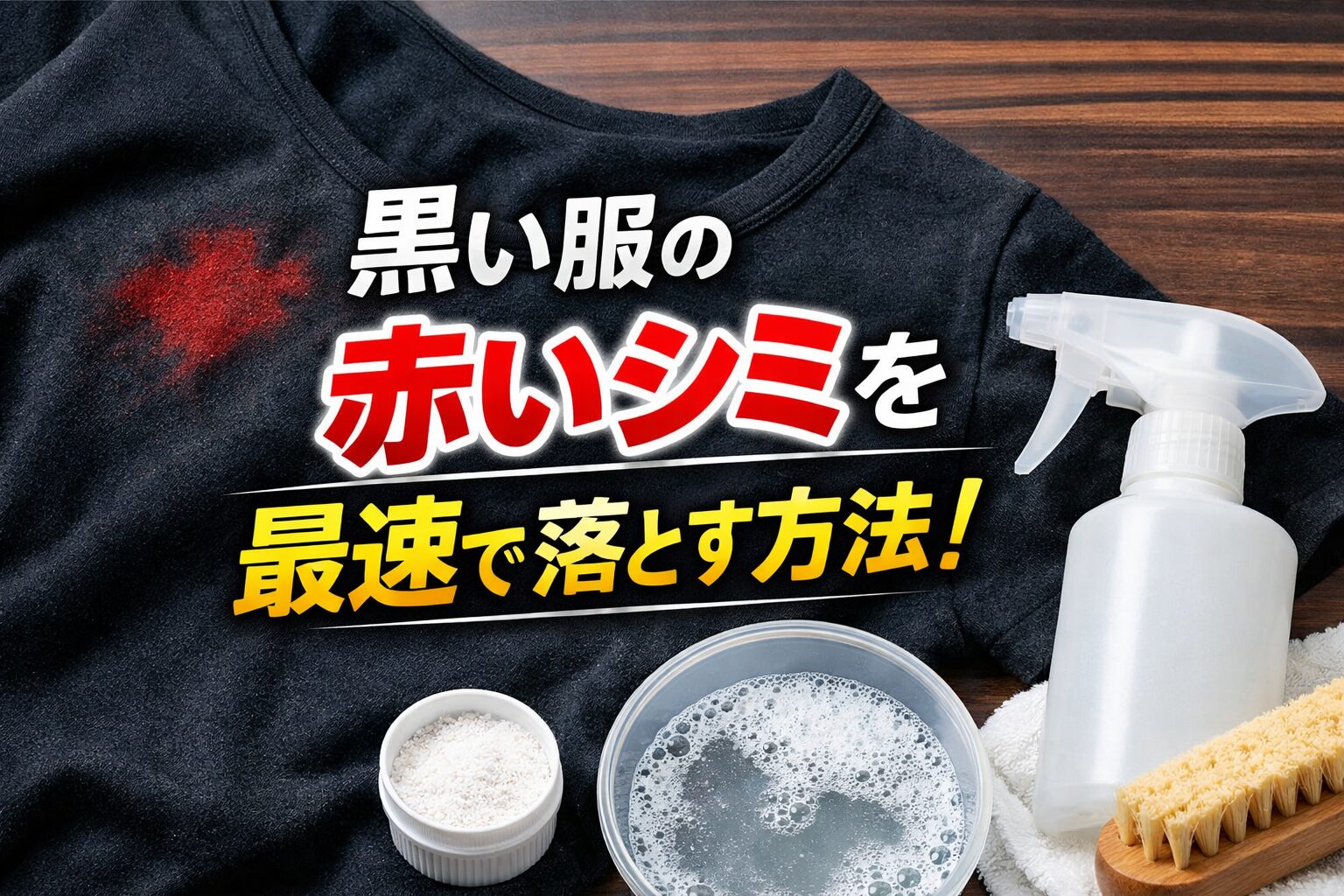 黒い服の赤いシミを最速で落とす方法！原因・NG対処・予防まで完全解説