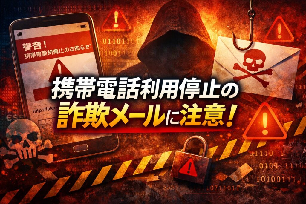 携帯電話利用停止の詐欺メールに注意！URLを押した場合の安全性と対処法【2026年最新】