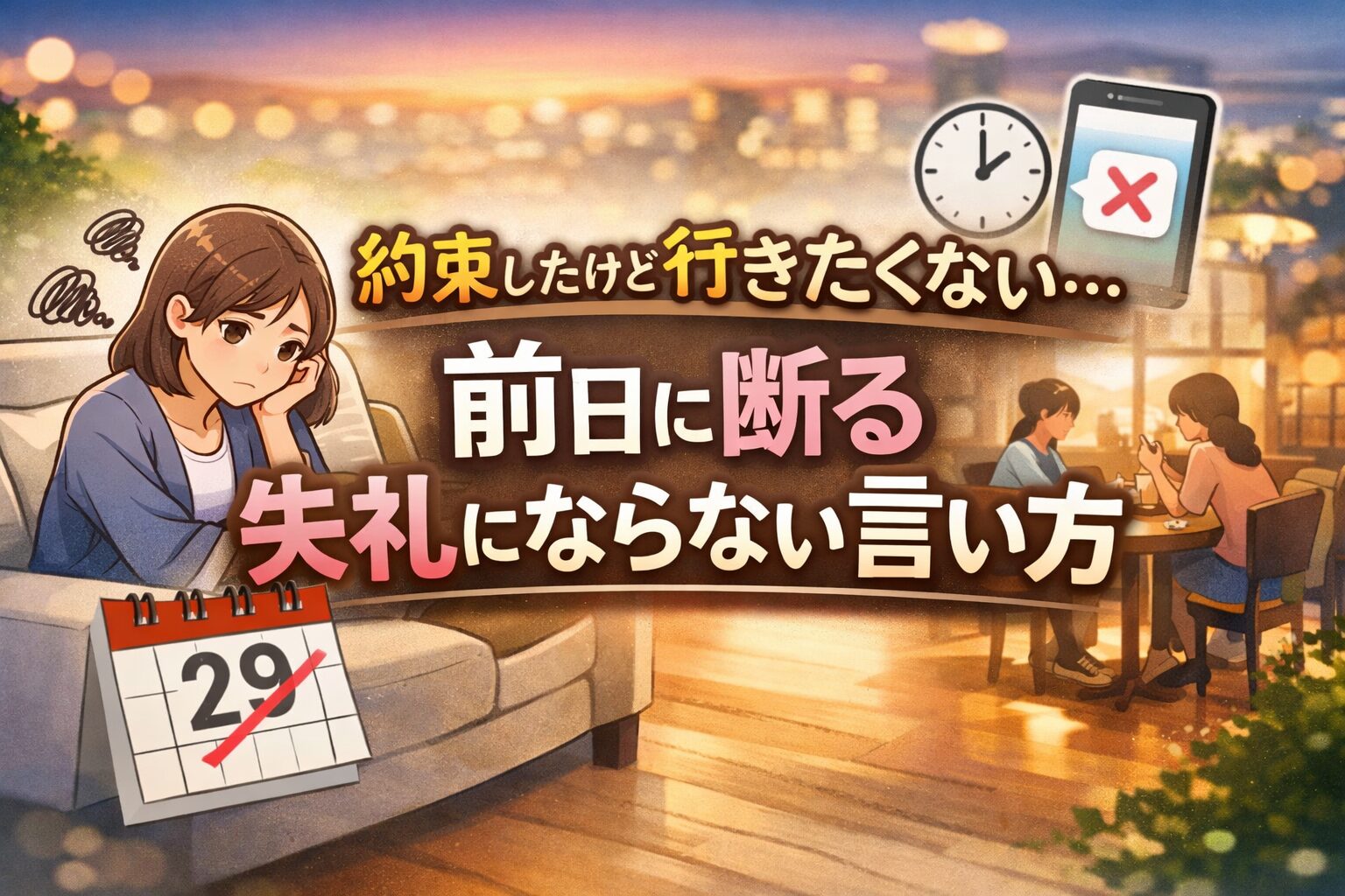約束したけど行きたくない！前日に断る失礼にならない言い方【例文あり】