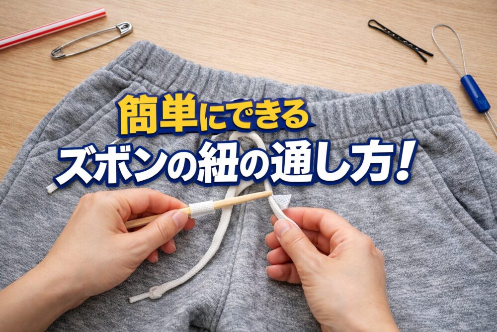 【簡単】ズボンの紐の通し方5選！割り箸・ストローでスルッと入る裏ワザ
