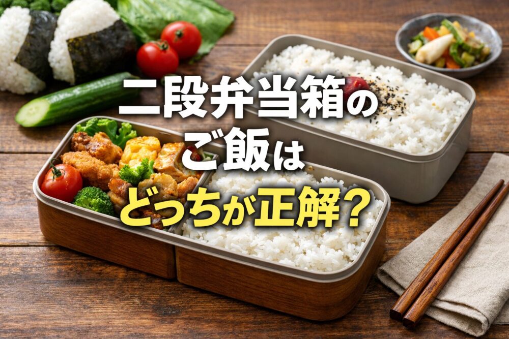 二段弁当箱のご飯はどっちが正解か